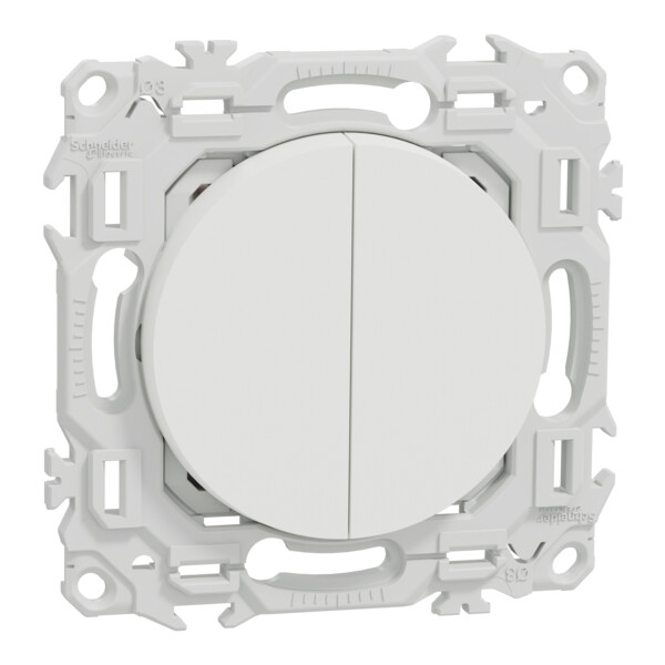 Odace - double va-et-vient ou poussoir avec neutre - 10AX - blanc craie - Schneider Electric - S920214N