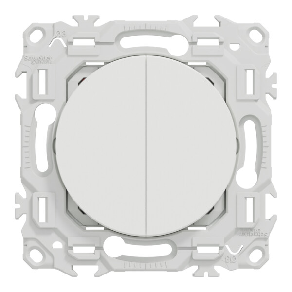 Odace - double va-et-vient ou poussoir avec neutre - 10AX - blanc craie - Schneider Electric - S920214N
