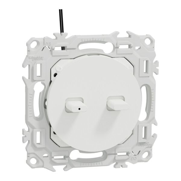 Odace - double VV ou poussoir à levier lumineux LED 0,15mA - 10AX - blanc craie - Schneider Electric - S920274