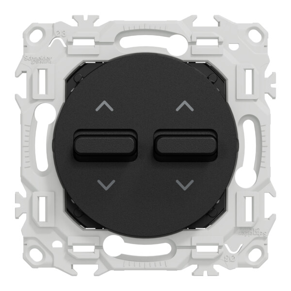 Odace - double inter ou poussoir volet roulant 3 positions à levier - noir onyx - Schneider Electric - S940218