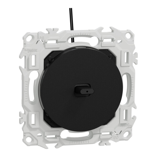 Odace - VV ou poussoir à levier lumineux LED verte 0,15mA - 10AX - noir onyx - Schneider Electric - S940264