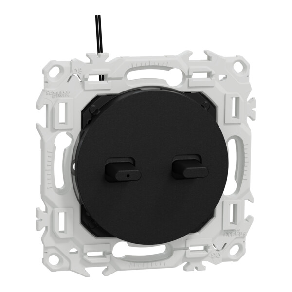 Odace - double VV ou poussoir à levier lumineux LED 0,15mA - 10AX - noir onyx - Schneider Electric - S940274