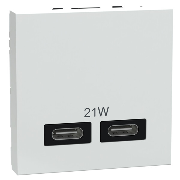 Unica - chargeur USB double type C+C - 21W Power Delivery - 2 mod - blanc - Schneider Electric - NU301218