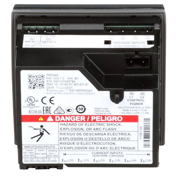 Powerlogic, centrale de mesure pm5340 ethernet, mémoire, 2e/2s, relais - Schneider Electric - METSEPM5340