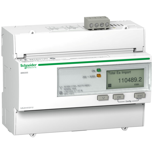 Acti9, iem compteur d'énergie iem3355 125a, modbus, multi-tarifs, alarme kw, mid - Schneider Electric - A9MEM3355