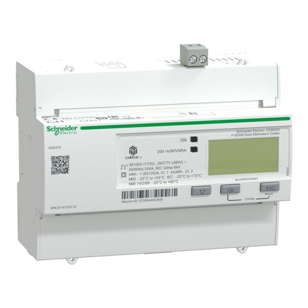 Acti9, iem compteur d'énergie iem3375 125a, lon, multi-tarifs, mid - Schneider Electric - A9MEM3375