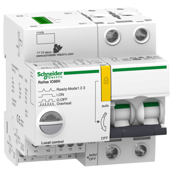 Acti9, Reflex iC60H disjonct. à commande intégrée interface Ti24 10A 2P courbe B - Schneider Electric - A9C64210