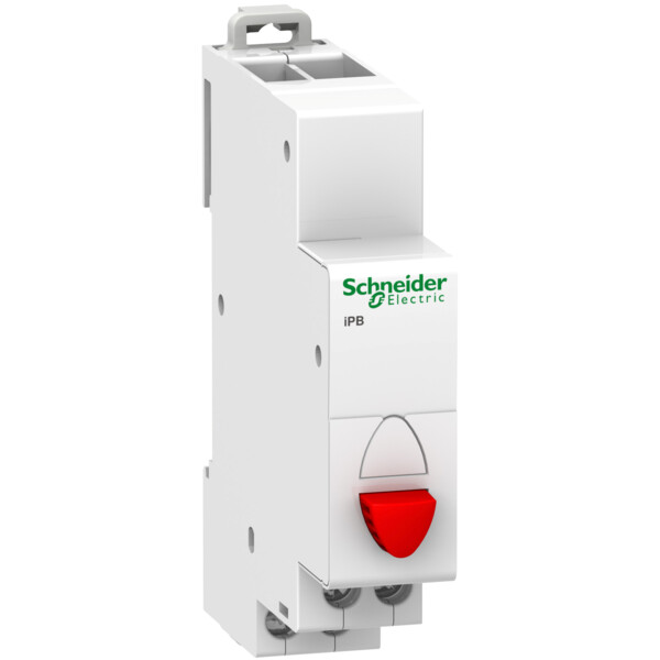 Acti9, iPB bouton-poussoir simple rouge 1 NF 20A 230VCA - Schneider Electric - A9E18031