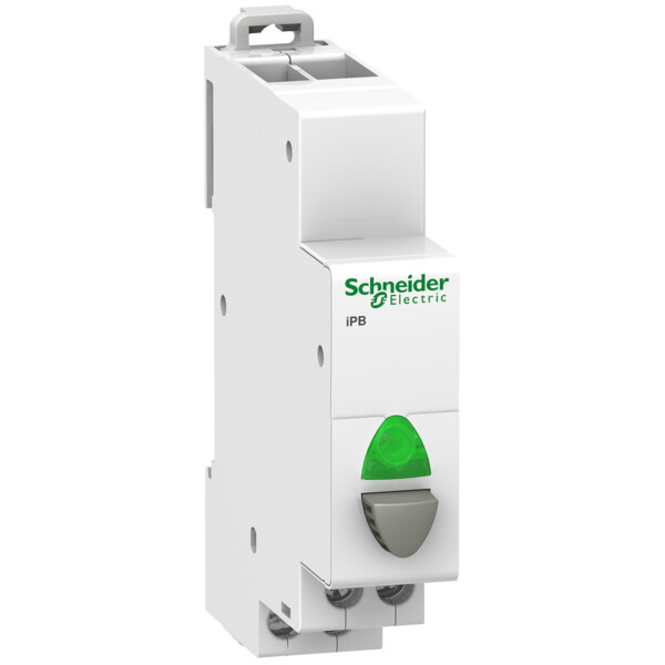 Acti9, iPB bouton-poussoir lumineux 1 NF gris + voyant rouge 12...48VCA/VCC - Schneider Electric - A9E18039