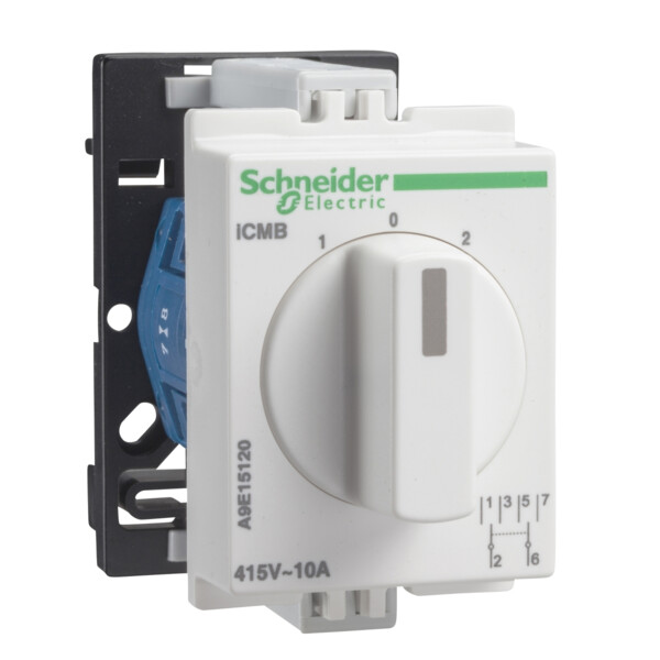 Acti9, iCMB commutateur rotatif bipolaire avec rappel à zéro 10A 2P 415VCA - Schneider Electric - A9E15120