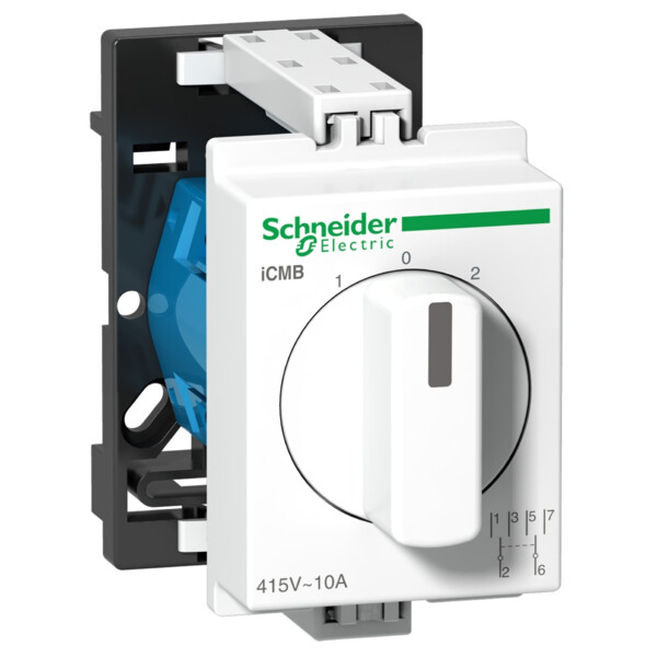 Acti9, iCMB commutateur rotatif bipolaire avec rappel à zéro 10A 2P 415VCA - Schneider Electric - A9E15120