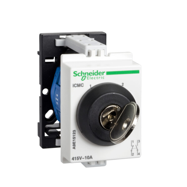 Acti9, iCMC commutateur rotatif 2 directions à clé 10A 2P 415VCA verrouillage 1p - Schneider Electric - A9E15123
