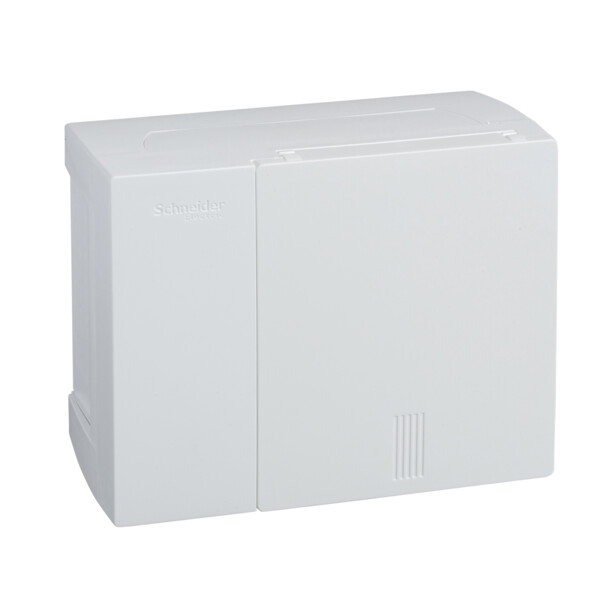 Mini Pragma - mini coffret en saillie - 1x6 mod. - portillon opaque blanc - bornier de Terre - Schneider Electric - MIP11106