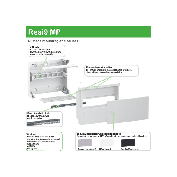 Mini Pragma - mini coffret en saillie - 1x6 mod. - portillon opaque blanc - bornier de Terre - Schneider Electric - MIP11106