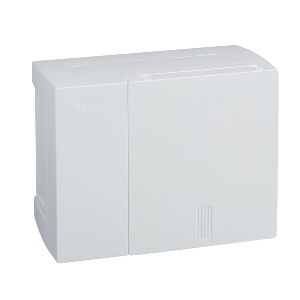 Mini Pragma - mini coffret en saillie - 1x6 mod. - portillon opaque blanc - bornier de Terre - Schneider Electric - MIP11106