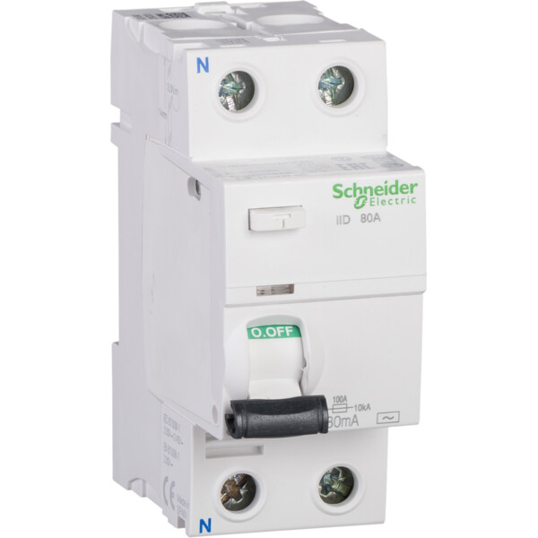 Acti9, iID interrupteur différentiel 2P 80A 30mA type AC - Schneider Electric - A9R11280