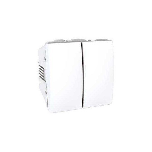 Double va-et-vient blanc Schneider Unica 10A connexion rapide 2 modules - Schneider Electric - MGU3.213.18