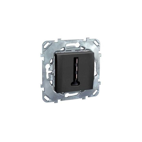 Prise téléphonique graphite Schneider Unica en T avec support - Schneider Electric - MGU5.496.12ZD