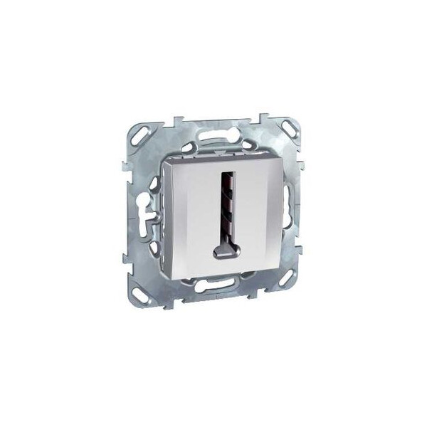 Prise téléphonique aluminium Schneider Unica en T avec support - Schneider Electric - MGU5.496.30ZD