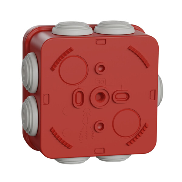 Boîte de dérivation 80x80x45 Schneider Mureva Box étanche 7 entrées couvercle clipsable Rouge - Schneider Electric - ENN05164