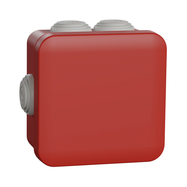 Boîte de dérivation 80x80x45 Schneider Mureva Box étanche 7 entrées couvercle clipsable Rouge - Schneider Electric - ENN05164