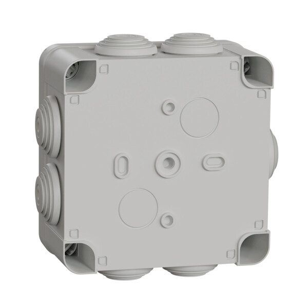 Boîte de dérivation 105x105x55 Schneider Mureva Box étanche 7 entrées couvercle à vis Gris - Schneider Electric - ENN05265