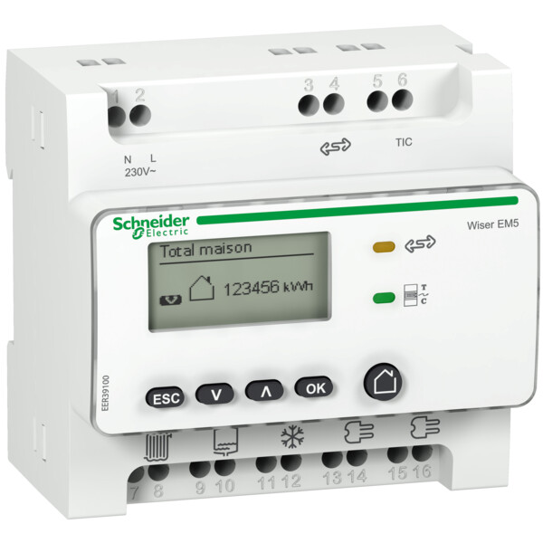 Compteur des Usages Electriques RT2012 Blanc Wiser Energy Schneider Electric - Schneider Electric - EER39300