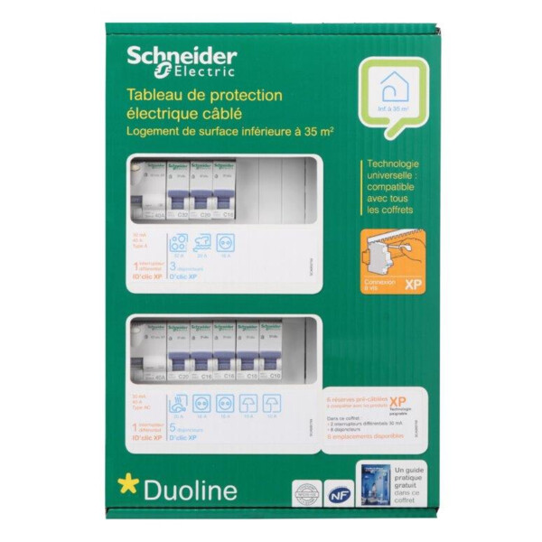 Tableau de protection électrique câblé Schneider pour logement inférieur à 35m² 2 rangées 13 modules xp - Schneider Electric - SHN03710067