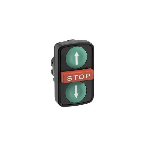 Harmony tête de bt-pous Ø22 verte+verte+rouge flèche haut bas STOP IP66 - Schneider Electric - ZB5AA73134