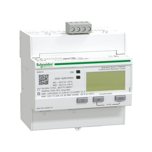 Compteur d'énergie multi-tarifs iEM3255 Modbus MID Alarme kW Acti9 - Schneider Electric - A9MEM3255