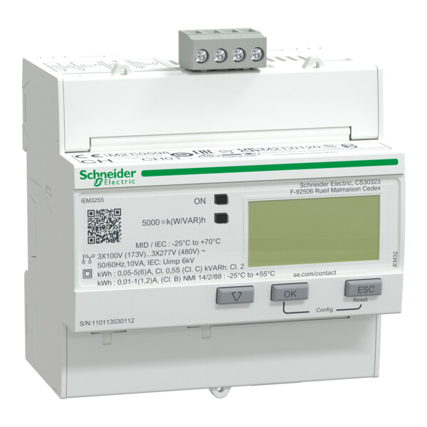 Compteur d'énergie multi-tarifs iEM3255 Modbus MID Alarme kW Acti9 - Schneider Electric - A9MEM3255