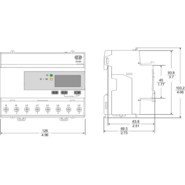 Compteur triphasé multitarif Modbus MID alarme KW TI souples Acti9 iEM - Schneider Electric - A9MEM3555