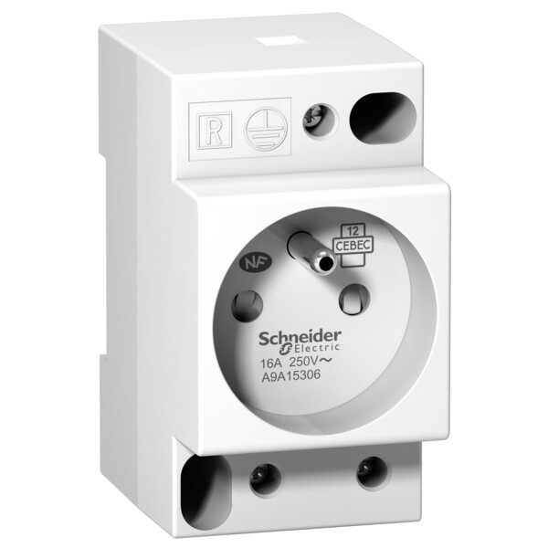 Prise de Courant Modulaire 16 A 2P+T Standard Français 250 V Acti9 Schneider - Schneider Electric - A9A15306