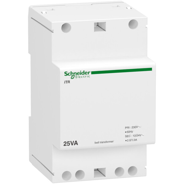 Transformateur de sonnerie et ronfleur 25VA 230VCA vers 12-24VCA - Schneider Electric - A9A15215