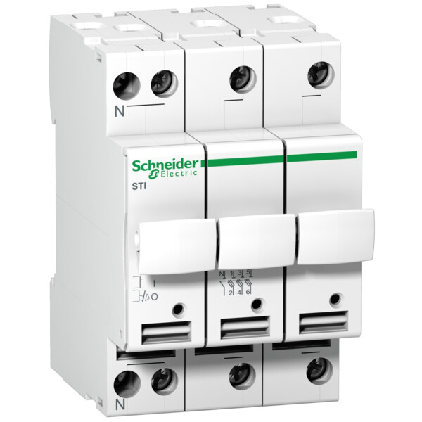 Sectionneur à tiroir 3P+N 25A Schneider A9N15658  Acti9 STI pour cartouche fusible 10,3x38mm - Schneider Electric - A9N15658