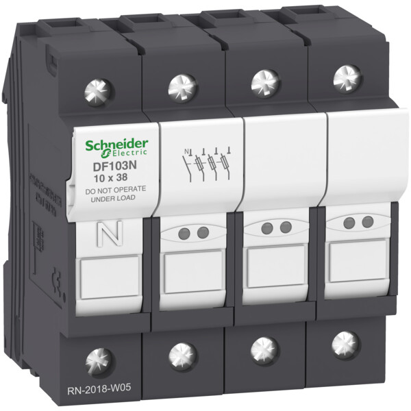 Porte-cartouche fusible 3P/N 32A pour fusible 10x38mm TeSys - Schneider Electric - DF103N