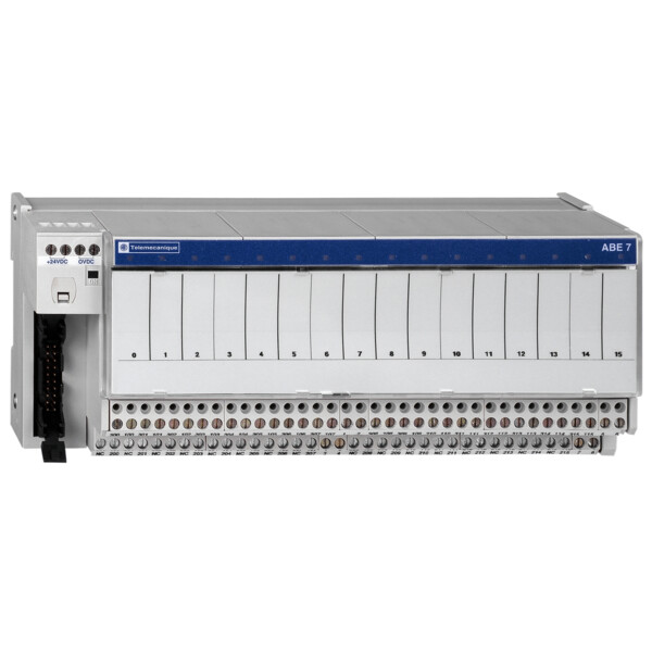 Embase - relais embrochable Schneider Telefast ABE7 - 16 voies - relais 10mm - 19 à 30V - Schneider Electric - ABE7R16T210