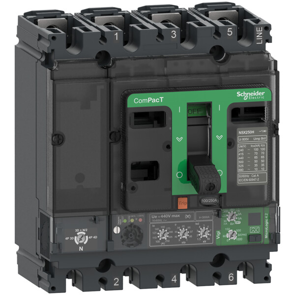 Disjoncteur vigi - Compact nsx100f - micrologic 4.2 100a - 4p4d - 36ka - fixe - Schneider Electric - C10F44V100