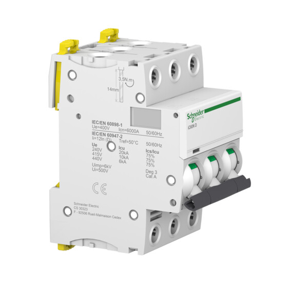 Acti9, iC60N disjoncteur 3P 63A courbe D - Schneider Electric - A9F75363