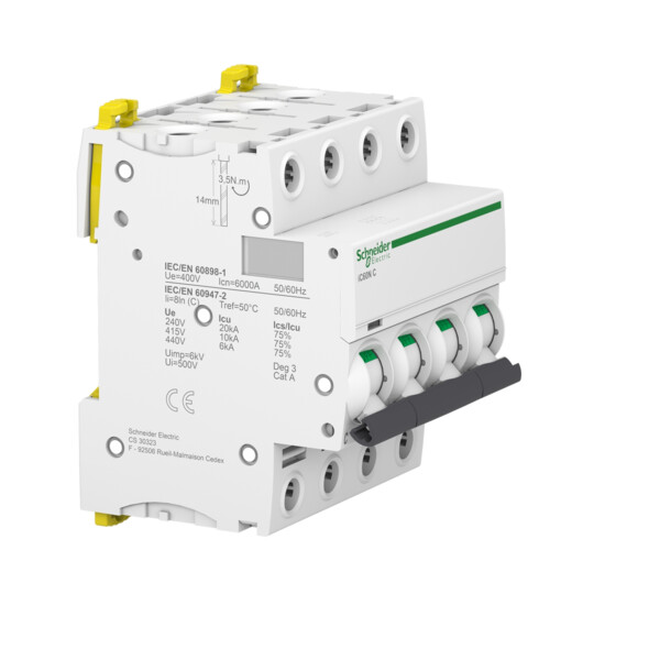 Disjoncteur 4P 63 A Courbe C Acti9 iC60N Schneider - Schneider Electric - A9F77463
