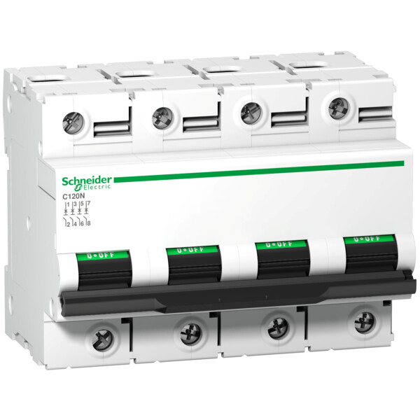 Disjoncteur 4P 80A Schneider Acti9 C120N courbe C 10kA - Schneider Electric - A9N18373