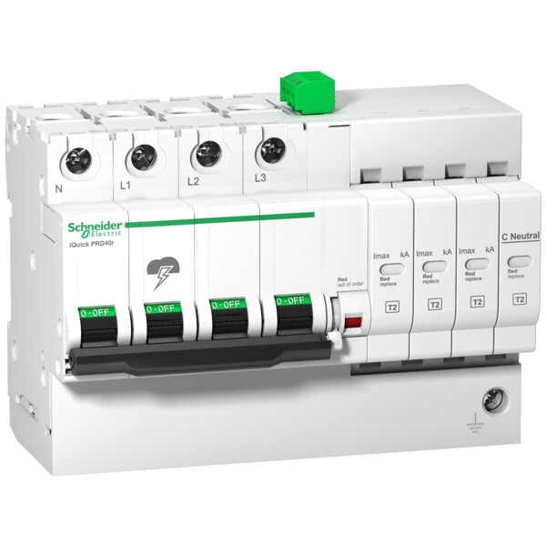 Parafoudre 3P+N Type 2 Schneider Acti9 iQuick PRD20r avec report de signalisation - Schneider Electric - A9L16297