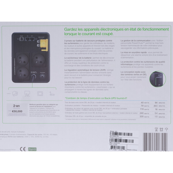 Backups bx - onduleur line-interactive - 750va, 230v - prises françaises - Schneider Electric - BX750MI-FR