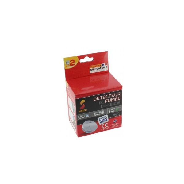 Lot de 2 détecteurs de fumée IRO NF 5 ans - Simto - 381535