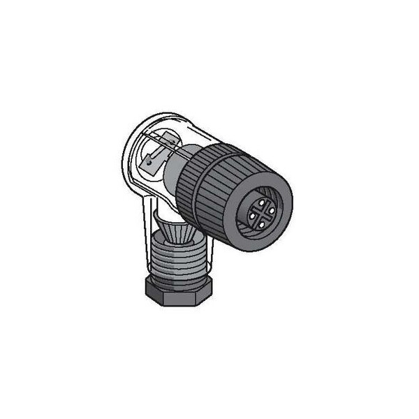 connecteur nu femelle, M12, 4 broches, angle droit presseétoupe Pg 7 - Telemecanique Sensors - XZCC12FCP42B