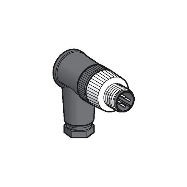 connecteur nu mâle, M12, 4 broches, angle droit presseétoupe Pg 7 - Telemecanique Sensors - XZCC12MCM40B