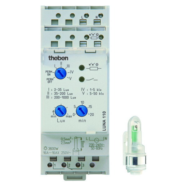 Interrupteur crépusculaire 2 a 50000 lux duofix cellule  saillie 1no+1nf 16 a - Theben - 1100100