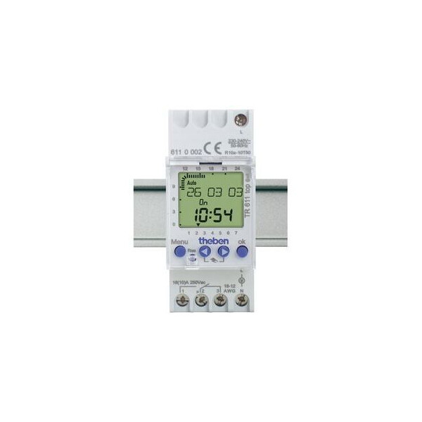 Interrupteur horaire digital 24h 7j 2 modules 1no+1nf 12 24v ac cc tr 611 top - Theben - 6114002