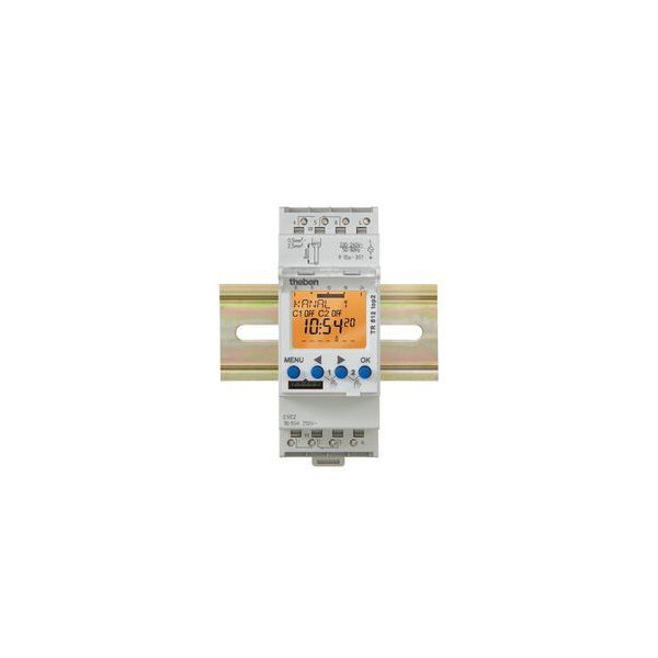 Interrupteur horaire digital 24h 7j 2 modules 2no+2nf 230v 56p tr 612 top 2 - Theben - 6120100