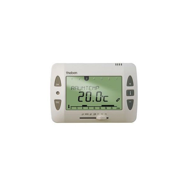 Thermostat ambiance  digital 3 programmes  24h 7j blanc sans piles fixa encastre - Theben - 8209001